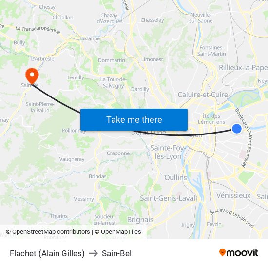 Flachet (Alain Gilles) to Sain-Bel map