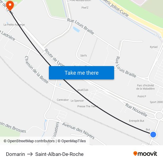 Domarin to Saint-Alban-De-Roche map