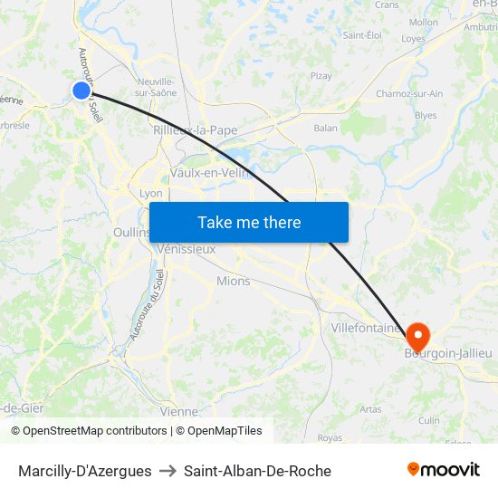 Marcilly-D'Azergues to Saint-Alban-De-Roche map