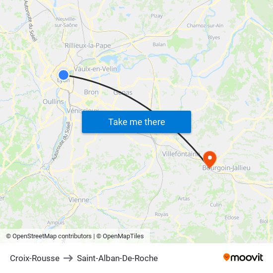 Croix-Rousse to Saint-Alban-De-Roche map