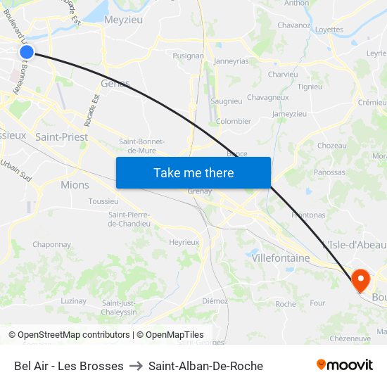 Bel Air - Les Brosses to Saint-Alban-De-Roche map