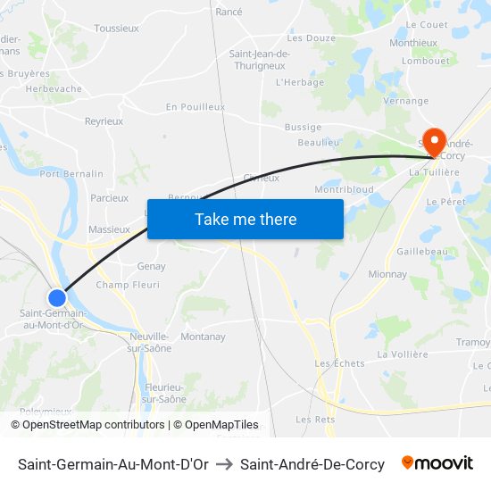 Saint-Germain-Au-Mont-D'Or to Saint-André-De-Corcy map