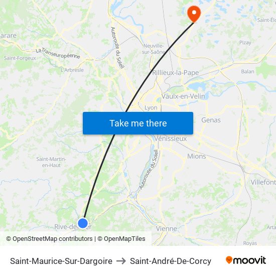 Saint-Maurice-Sur-Dargoire to Saint-André-De-Corcy map