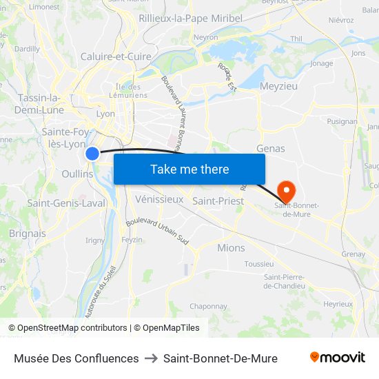 Musée Des Confluences to Saint-Bonnet-De-Mure map