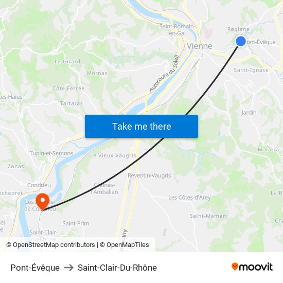 Pont-Évêque to Saint-Clair-Du-Rhône map