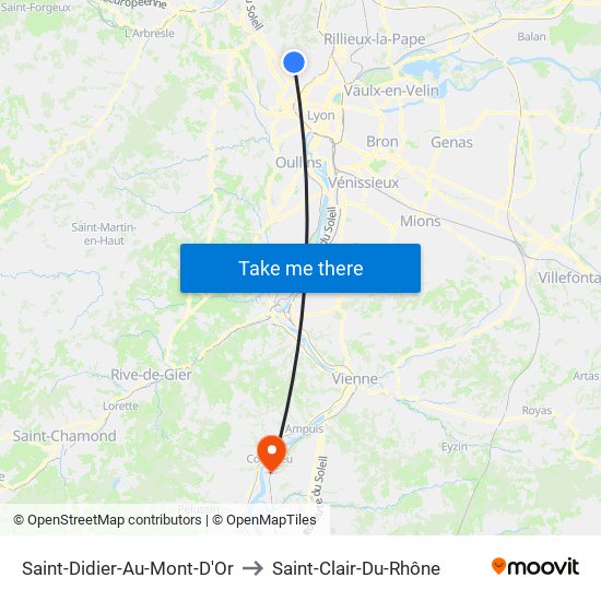 Saint-Didier-Au-Mont-D'Or to Saint-Clair-Du-Rhône map