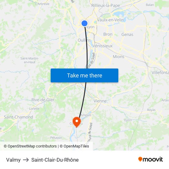 Valmy to Saint-Clair-Du-Rhône map
