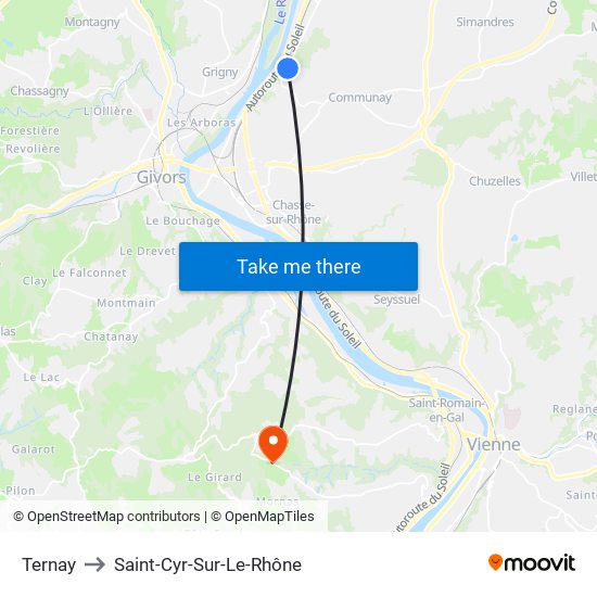 Ternay to Saint-Cyr-Sur-Le-Rhône map