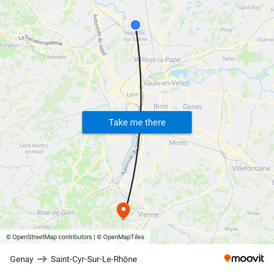 Genay to Saint-Cyr-Sur-Le-Rhône map
