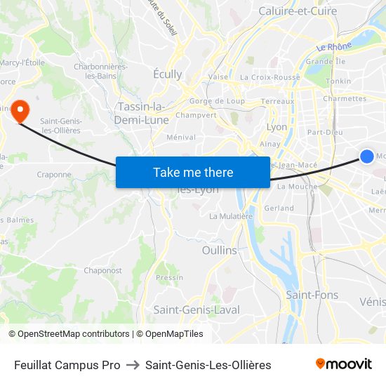 Feuillat Campus Pro to Saint-Genis-Les-Ollières map