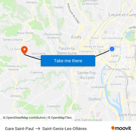Gare Saint-Paul to Saint-Genis-Les-Ollières map