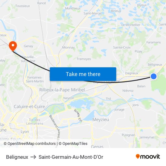 Béligneux to Saint-Germain-Au-Mont-D'Or map