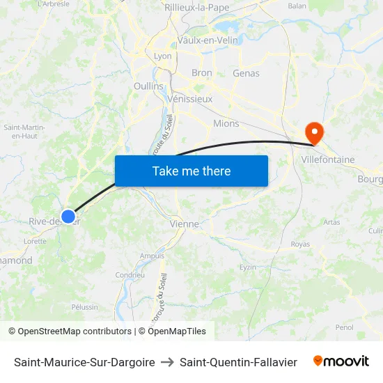 Saint-Maurice-Sur-Dargoire to Saint-Quentin-Fallavier map
