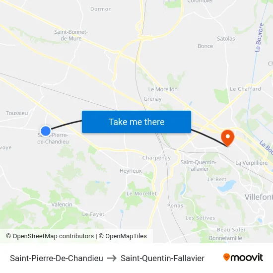 Saint-Pierre-De-Chandieu to Saint-Quentin-Fallavier map