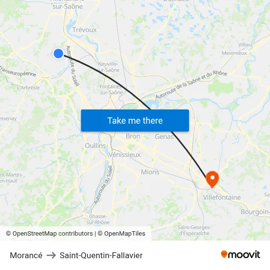 Morancé to Saint-Quentin-Fallavier map
