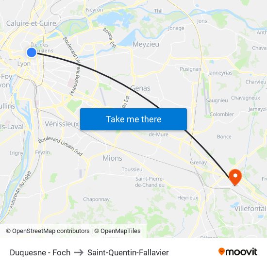 Duquesne - Foch to Saint-Quentin-Fallavier map