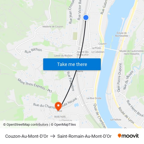 Couzon-Au-Mont-D'Or to Saint-Romain-Au-Mont-D'Or map