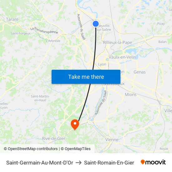 Saint-Germain-Au-Mont-D'Or to Saint-Romain-En-Gier map
