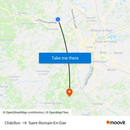 Châtillon to Saint-Romain-En-Gier map