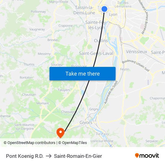 Pont Koenig R.D. to Saint-Romain-En-Gier map