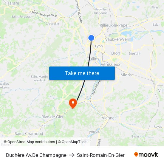 Duchère Av.De Champagne to Saint-Romain-En-Gier map