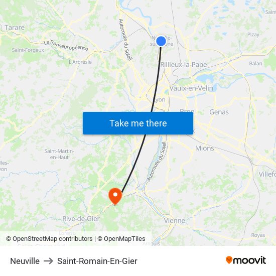 Neuville to Saint-Romain-En-Gier map