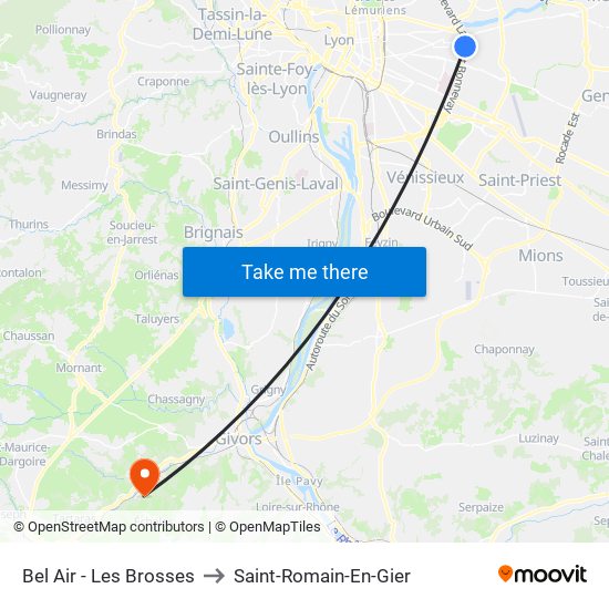 Bel Air - Les Brosses to Saint-Romain-En-Gier map