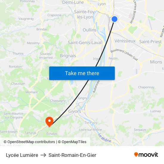 Lycée Lumière to Saint-Romain-En-Gier map