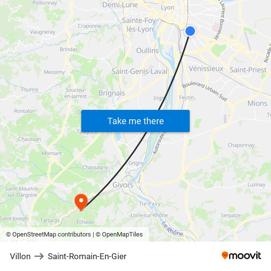 Villon to Saint-Romain-En-Gier map