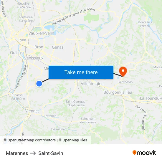 Marennes to Saint-Savin map