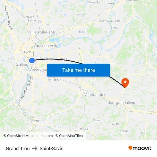 Grand Trou to Saint-Savin map
