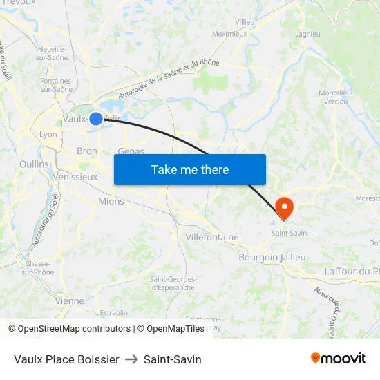 Vaulx Place Boissier to Saint-Savin map