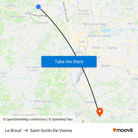 Le Breuil to Saint-Sorlin-De-Vienne map