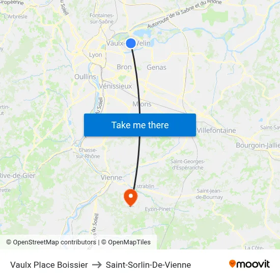Vaulx Place Boissier to Saint-Sorlin-De-Vienne map