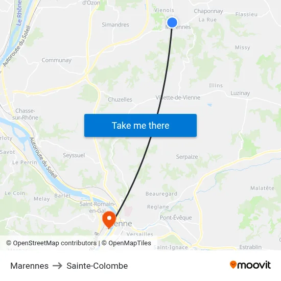 Marennes to Sainte-Colombe map