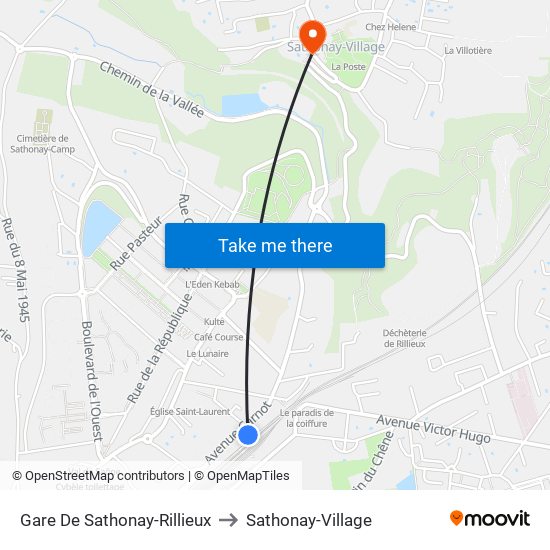 Gare De Sathonay-Rillieux to Sathonay-Village map