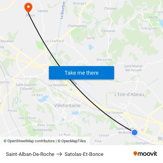 Saint-Alban-De-Roche to Satolas-Et-Bonce map