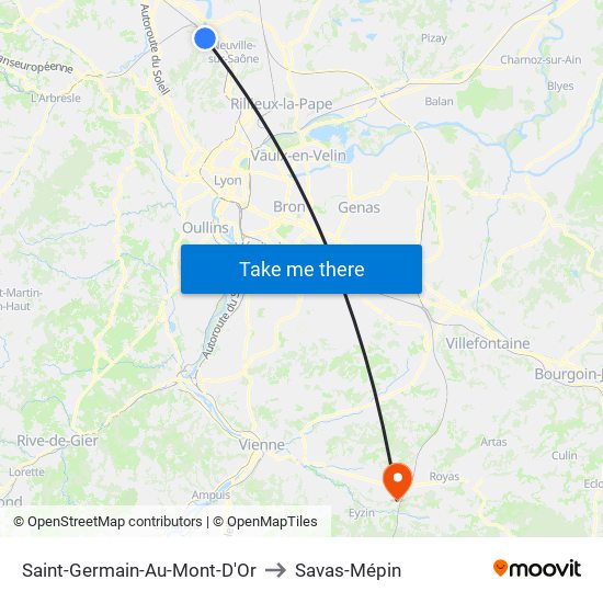 Saint-Germain-Au-Mont-D'Or to Savas-Mépin map