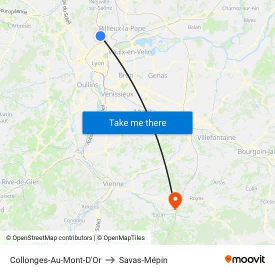 Collonges-Au-Mont-D'Or to Savas-Mépin map