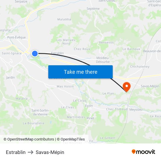 Estrablin to Savas-Mépin map