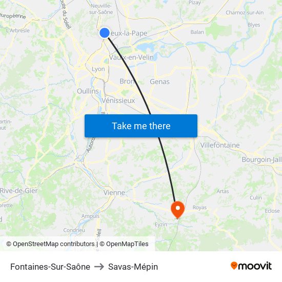 Fontaines-Sur-Saône to Savas-Mépin map