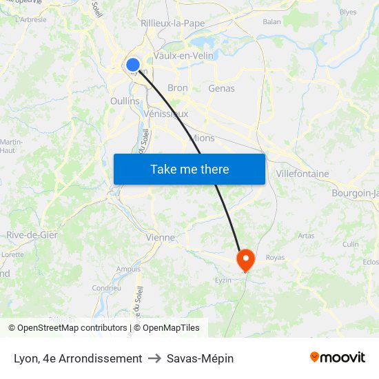 Lyon, 4e Arrondissement to Savas-Mépin map
