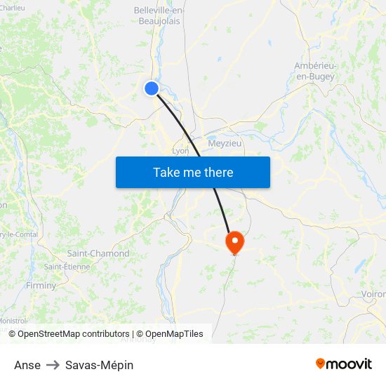 Anse to Savas-Mépin map