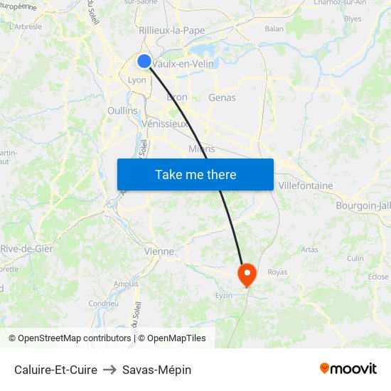 Caluire-Et-Cuire to Savas-Mépin map