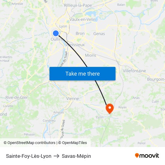 Sainte-Foy-Lès-Lyon to Savas-Mépin map