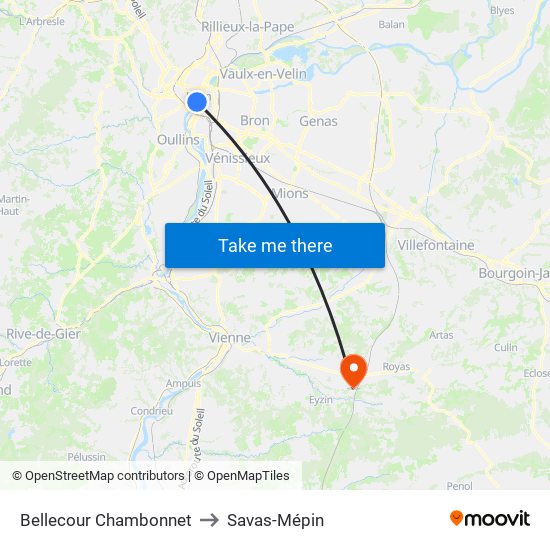 Bellecour Chambonnet to Savas-Mépin map