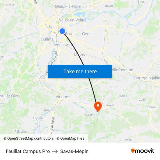 Feuillat Campus Pro to Savas-Mépin map