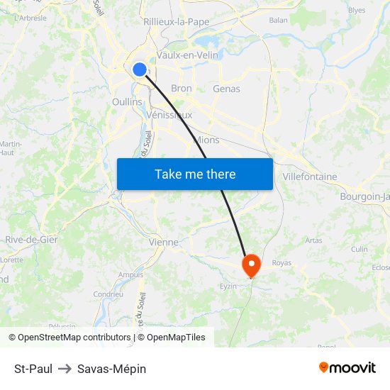 St-Paul to Savas-Mépin map
