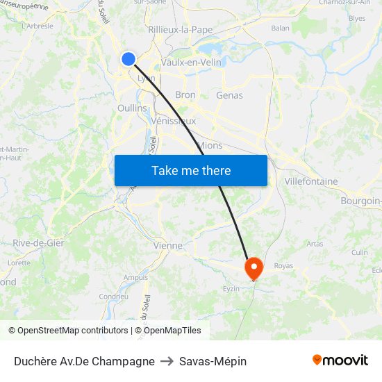 Duchère Av.De Champagne to Savas-Mépin map