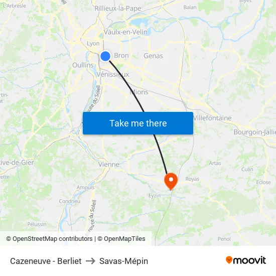 Cazeneuve - Berliet to Savas-Mépin map